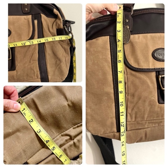 EUC Fossil Canvas and Leather Weekender Messenger Bag - Picture 16 of 16